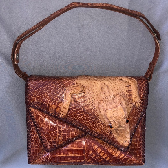 Vintage 1950s Genuine Alligator Taxidermy Cubanola Purse